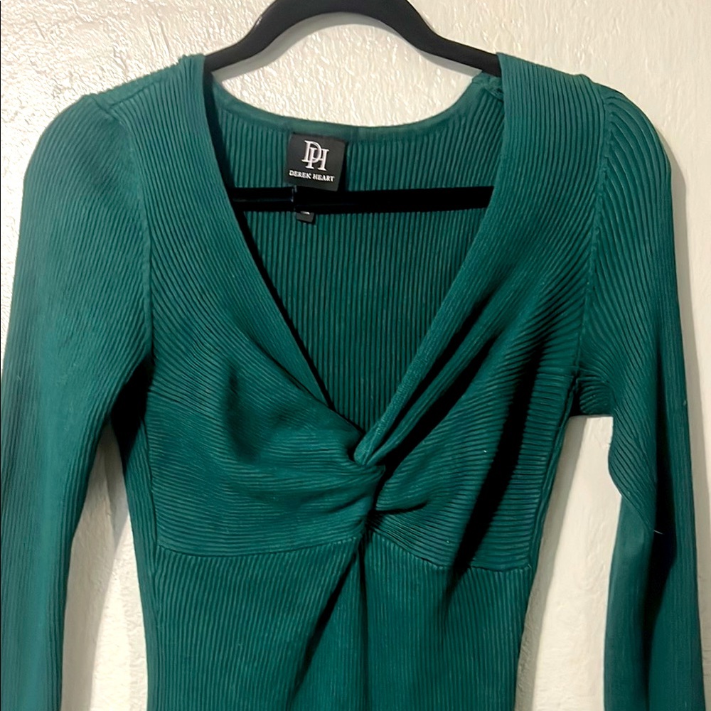 Derek Heart Green Ribbed Dress